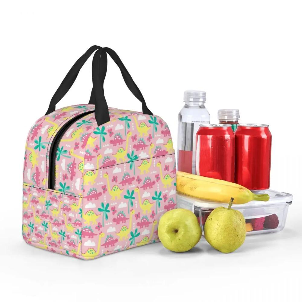 Cartoon Cute Dinosaur Pattern Insulated Lunch Bag for Kids School Cooler Thermal Food Box Tote Leakproof Lunch Boxes Container