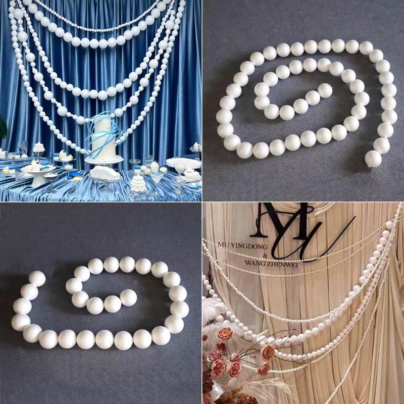 Большая гирлянда из искусственного жемчуга для свадебного фона DIY Элегантное настенное панно из бусин с подвесками-хрустальными шарами Декор свадебной арки в стиле Бохо