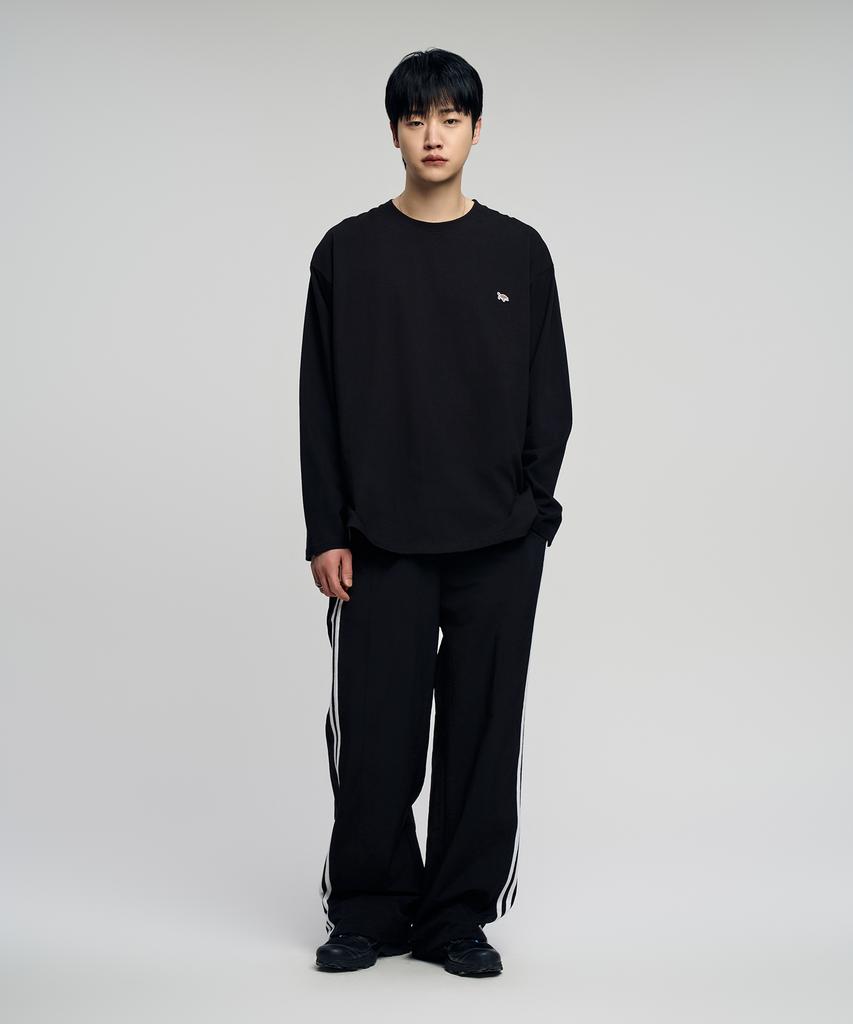 SLOW RECORD HOUSE Side Track Nylon Pants_Black