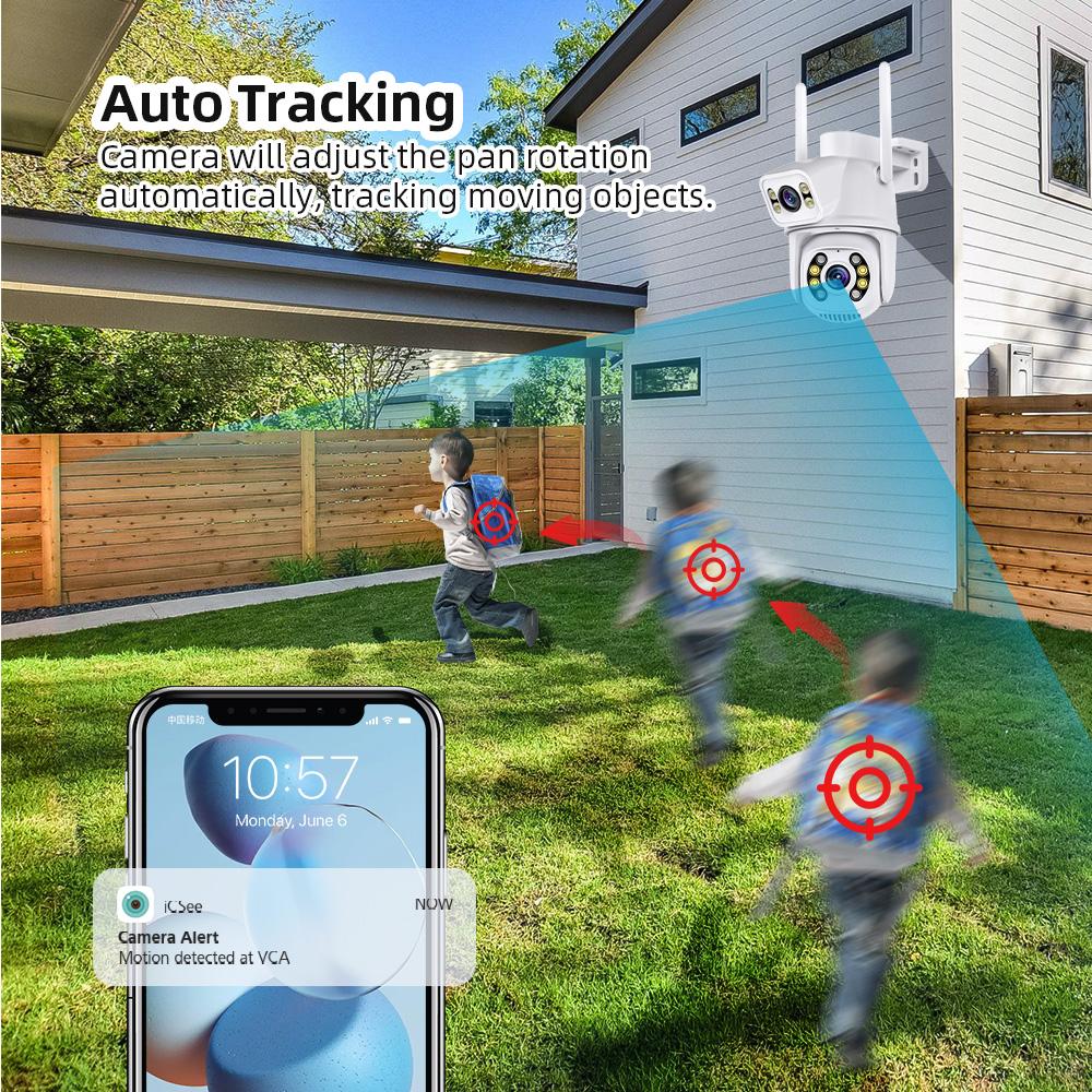 Камеры видеонаблюдения Wi-Fi 8MP Dual Lens Security Protect CCTV Camera Outdoor Human Detection Wireless PTZ IP Camera ICSee Lenovo
