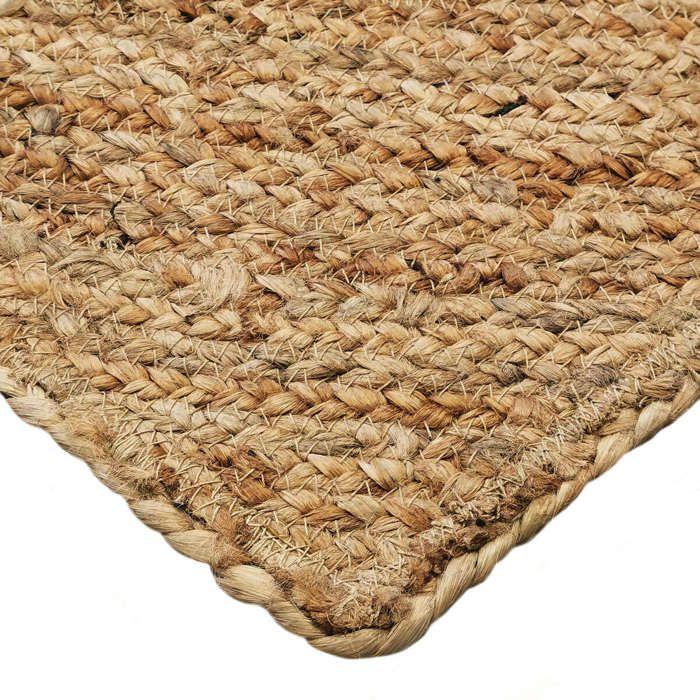 Tapis jute tressé main motif rond naturel 300x400 - style bohème