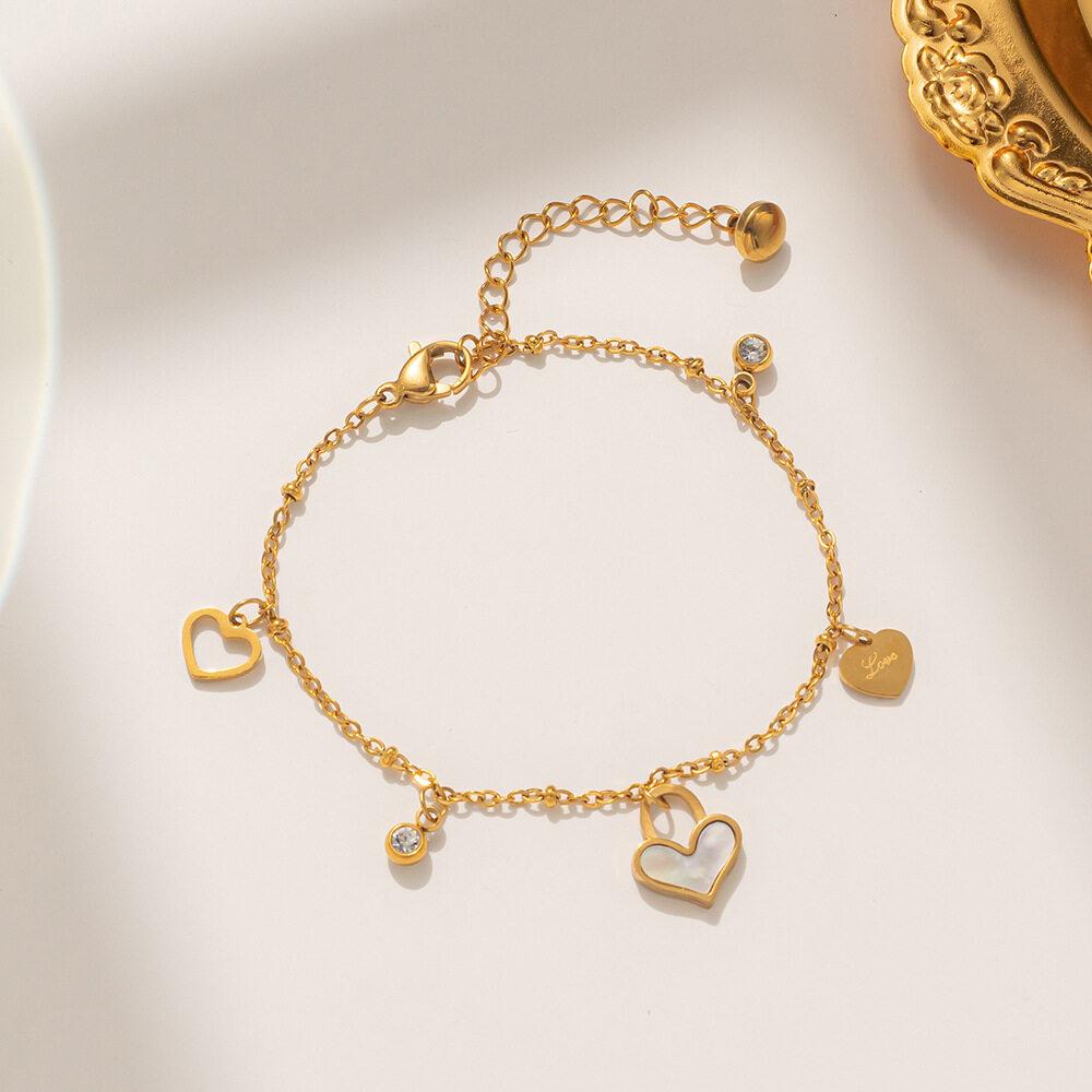 Темпераментный двусторонний браслет из нержавеющей стали, черный/цвет ракушки, четырехлистный клевер, элегантный браслет из розового золота