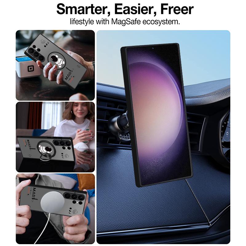 Прозрачный матовый беспроводной магнитный чехол для Samsung S25 Ultra S24 FE S23 Plus S22 S21 противоударный мягкий чехол для телефона