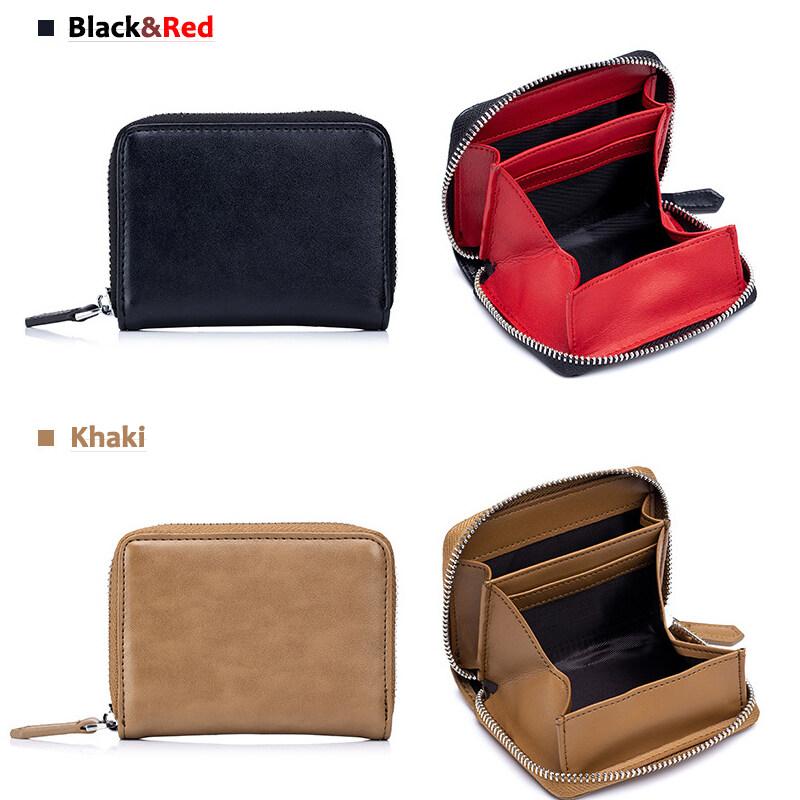Модные сумки-держатели для монет из натуральной кожи, банковские кредитные карты, RFID-блокирующий кошелек для мужчин и женщин, тонкие небольшие монеты, ключи, карты, сумка на молнии