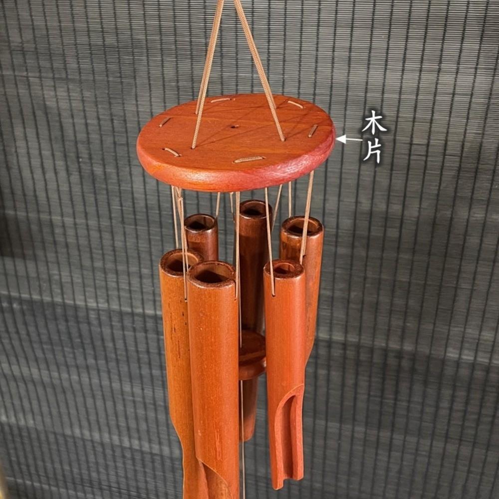 6 Tubes Bamboo Wind Chime Hand-Carved Garden Art Crafts Retro Hang Decorations Home Decoration