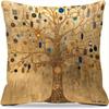 Gustav Klimt Tree Of Life Pillow Cover Art Nouveau Gold Print Classic Painting Cushion Case For Sofa Bed Couch