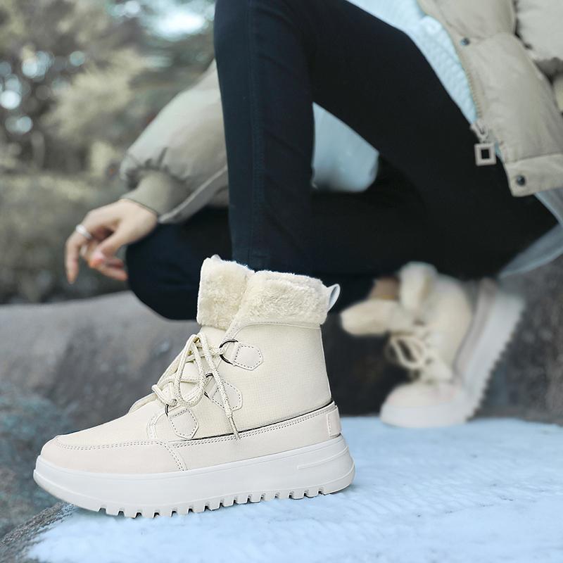 Зимние женские зимние ботинки, теплая обувь до середины икры для холодной погоды, уличная плюшевая обувь, нескользящая утепленная обувь