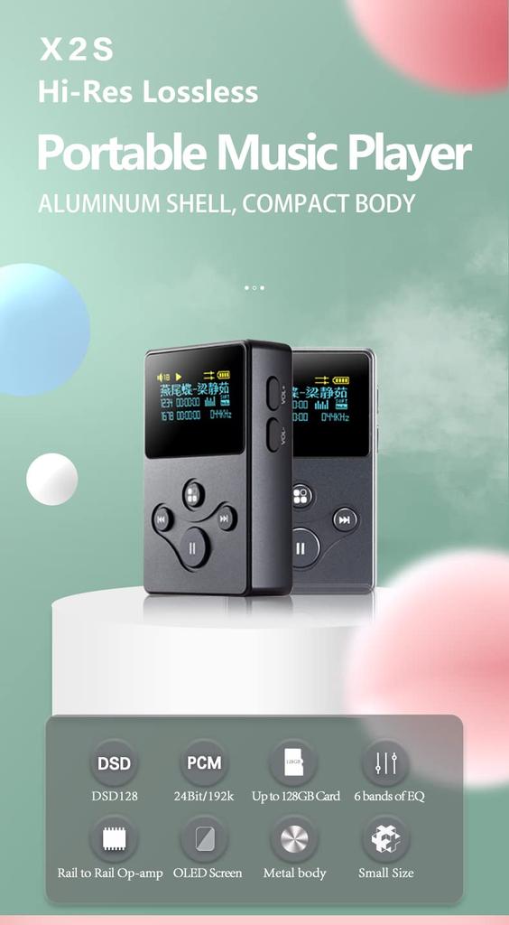 XDUOO X2S Lossless портативный музыкальный плеер DSD128 24 бит 192 кГц 128 ГБ OLED MP3-плеер HI-RES