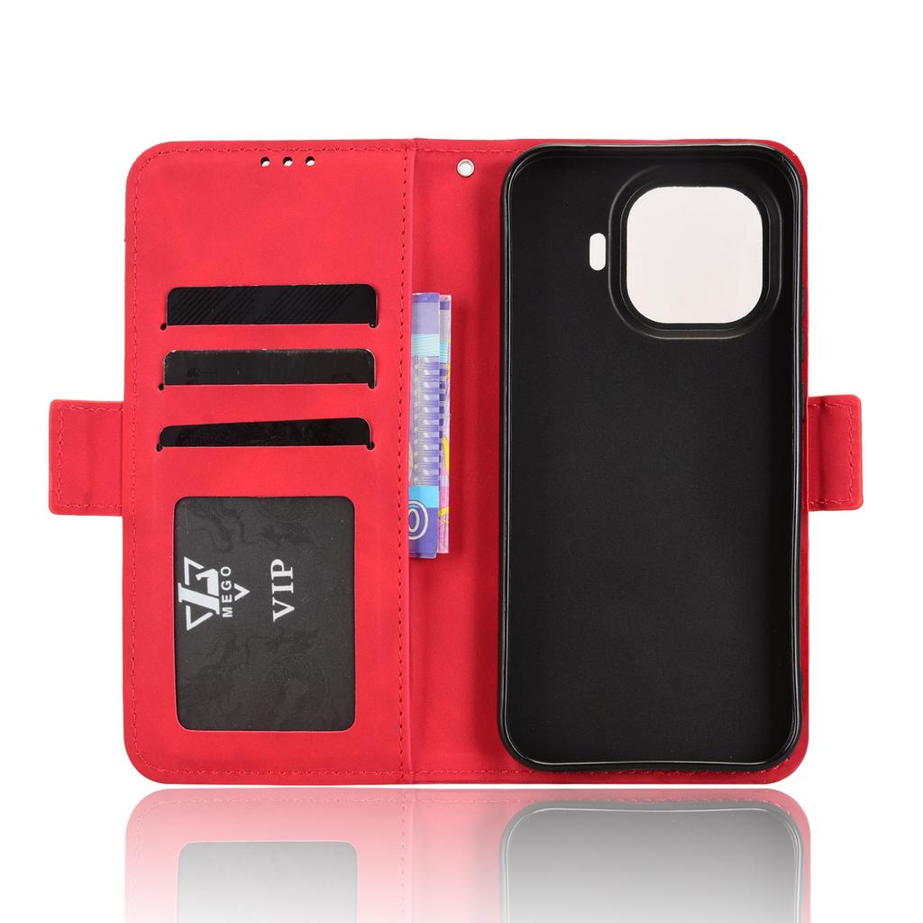 Wallet Case for vivo - Leather/PU, Red, With Card Holder