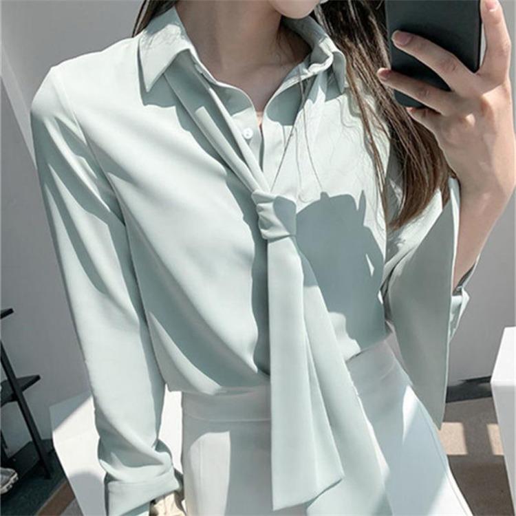 Blusa Mujer Moda Verano Elegante Blusa Femenina Manga Larga Top Chic Blanco