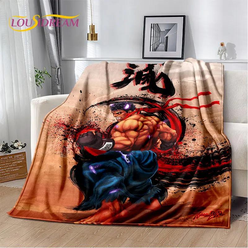 Ретро Игровой Street Fighter Геймер Мягкое Плюшевое Одеяло, Фланелевое Одеяло Плед для Гостиной Спальни Кровати Дивана Пикника Покрытие