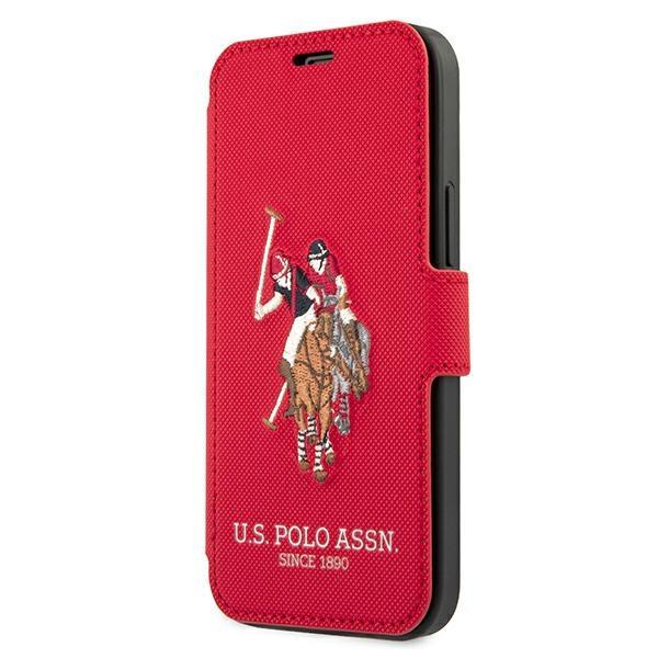 Etui z klapką do iPhone 12 US Polo Polo Embroidery Collection Czerwone