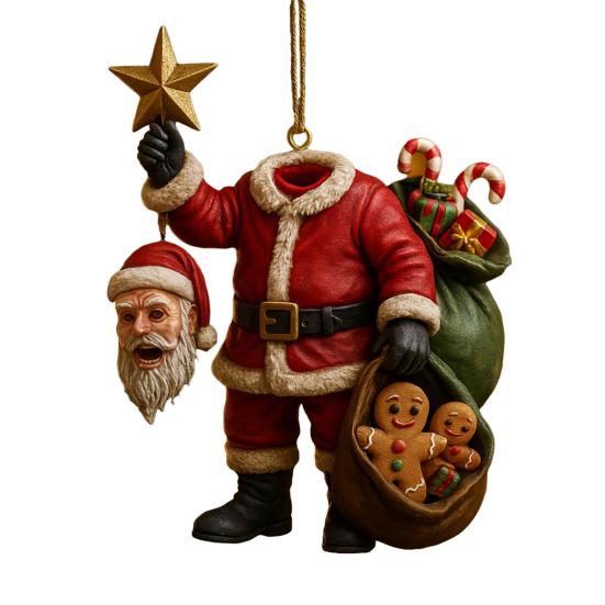 Dark Christmas Ornament 2D Acrylic Headless Santa/Devil Christmas Tree Ornament for Indoor Outdoor Home Party Decor