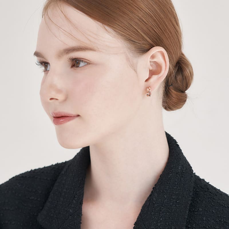 ELLE Jewelry 14K Square Space One-Touch Earrings ELGPEE552