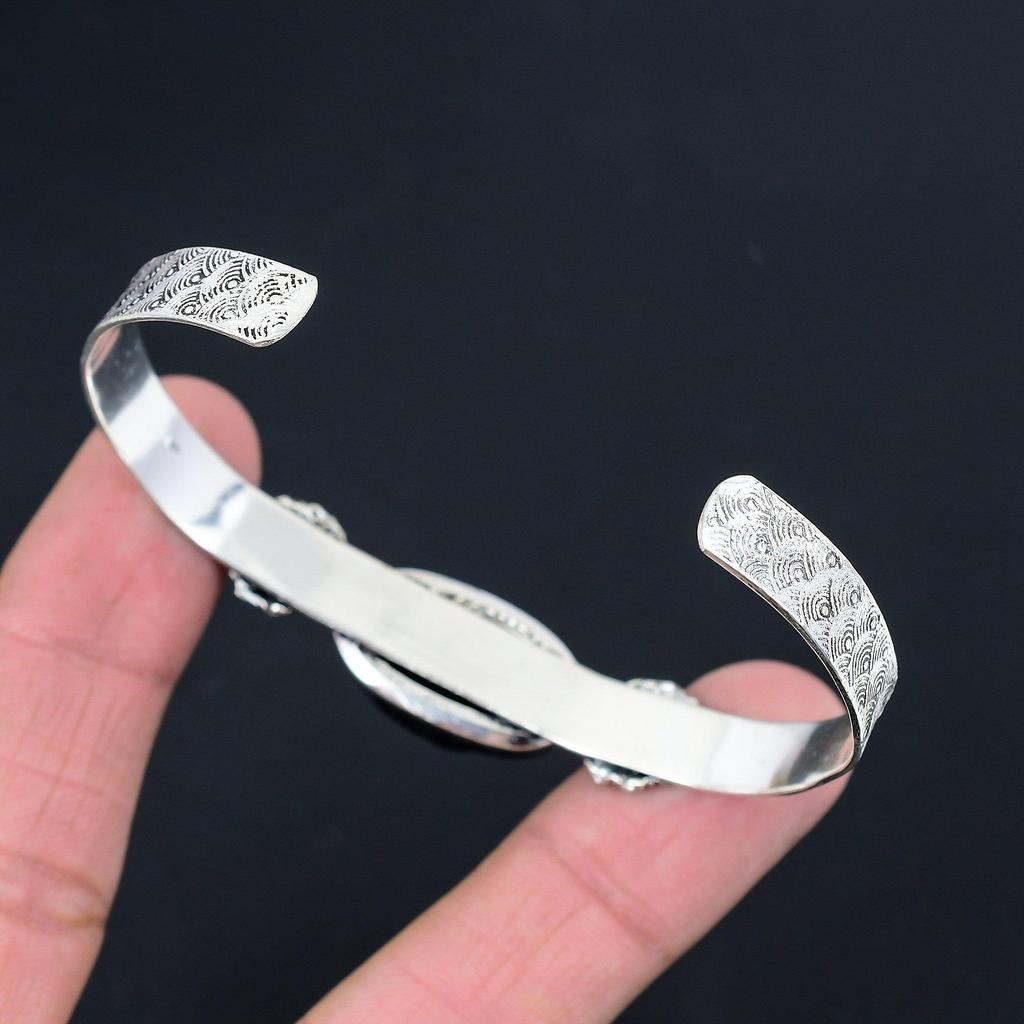 Sisters Day Sale Black Tourmaline Rough Stone Bangle Bracelet Sterling Silver