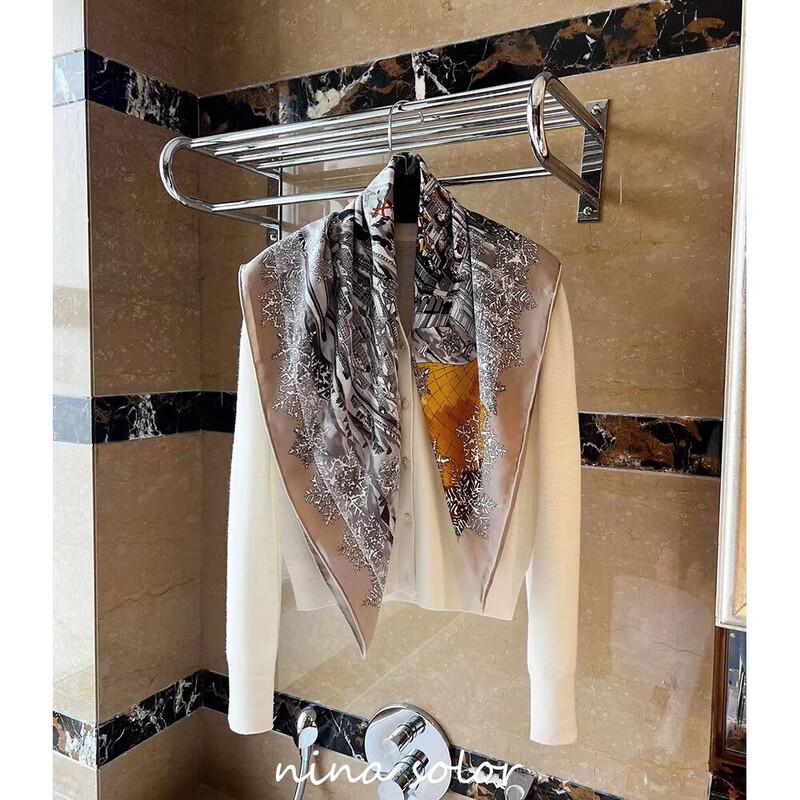 NINA SOLOR Moscow Route Twill Silk Scarf