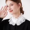 Korean Shirt Detachable False Collar Shirt Collar For Women Black White Hollow Embroidery Lace Fake Collar For Dress