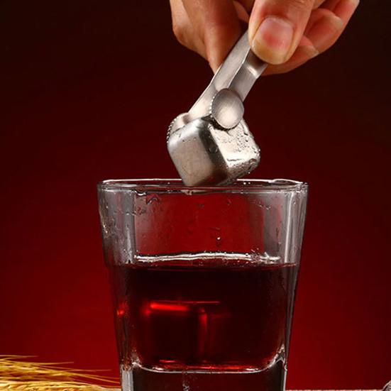 Камни для виски из нержавеющей стали Многоразовые охладители для напитков Не разбавляют и можно мыть в посудомоечной машине Металлические кубики льда для виски Охладитель для вина Инструмент для бара
