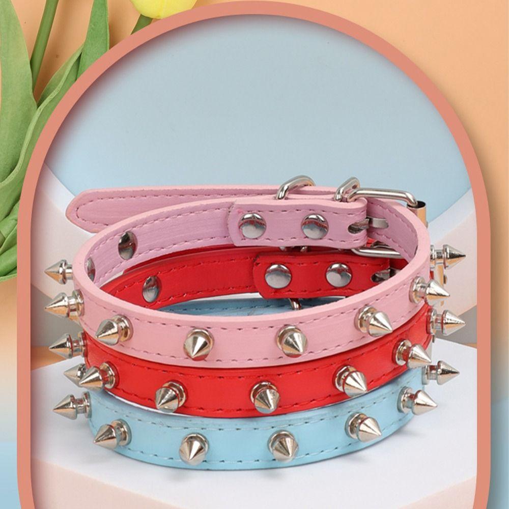 Colorful Cat Dog Collar Leather Pet Necklace Pet Products Pet Spiked Studded Collars Puppy