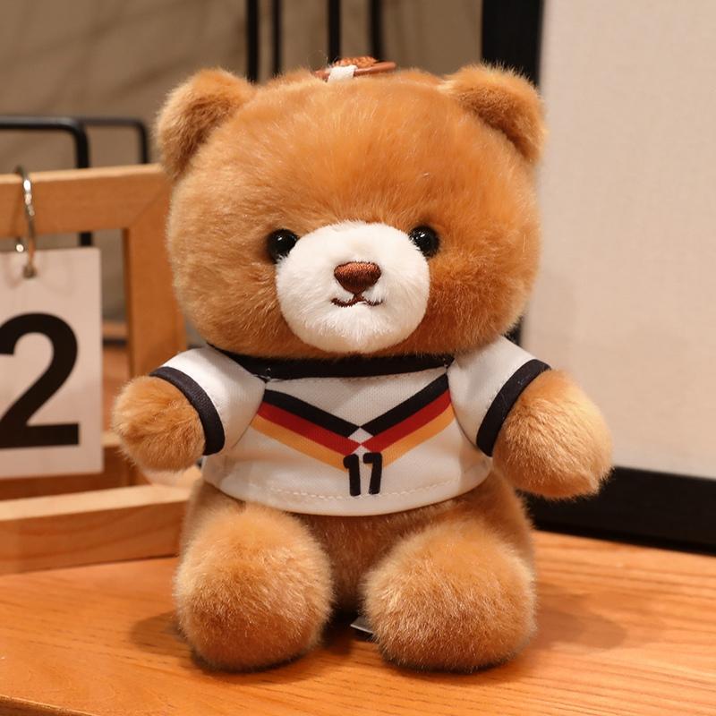 16Cm Football Jersey Bear Plush Pendant Stuffed Dressed Sport Animal Keyring Decor Plushie For Bag Gift