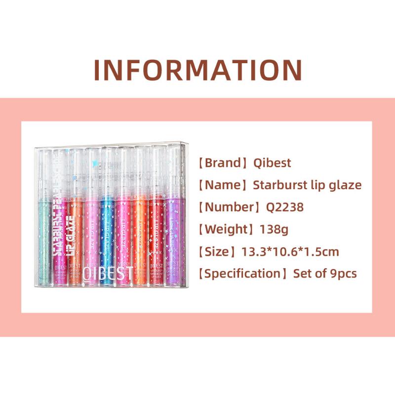 QIBEST Long Lasting Moisturizing People Ji Color Lip Glaze Dazzling Pearl Fine Glitter Shiny Polarized Lip Color Color Lip Glaze