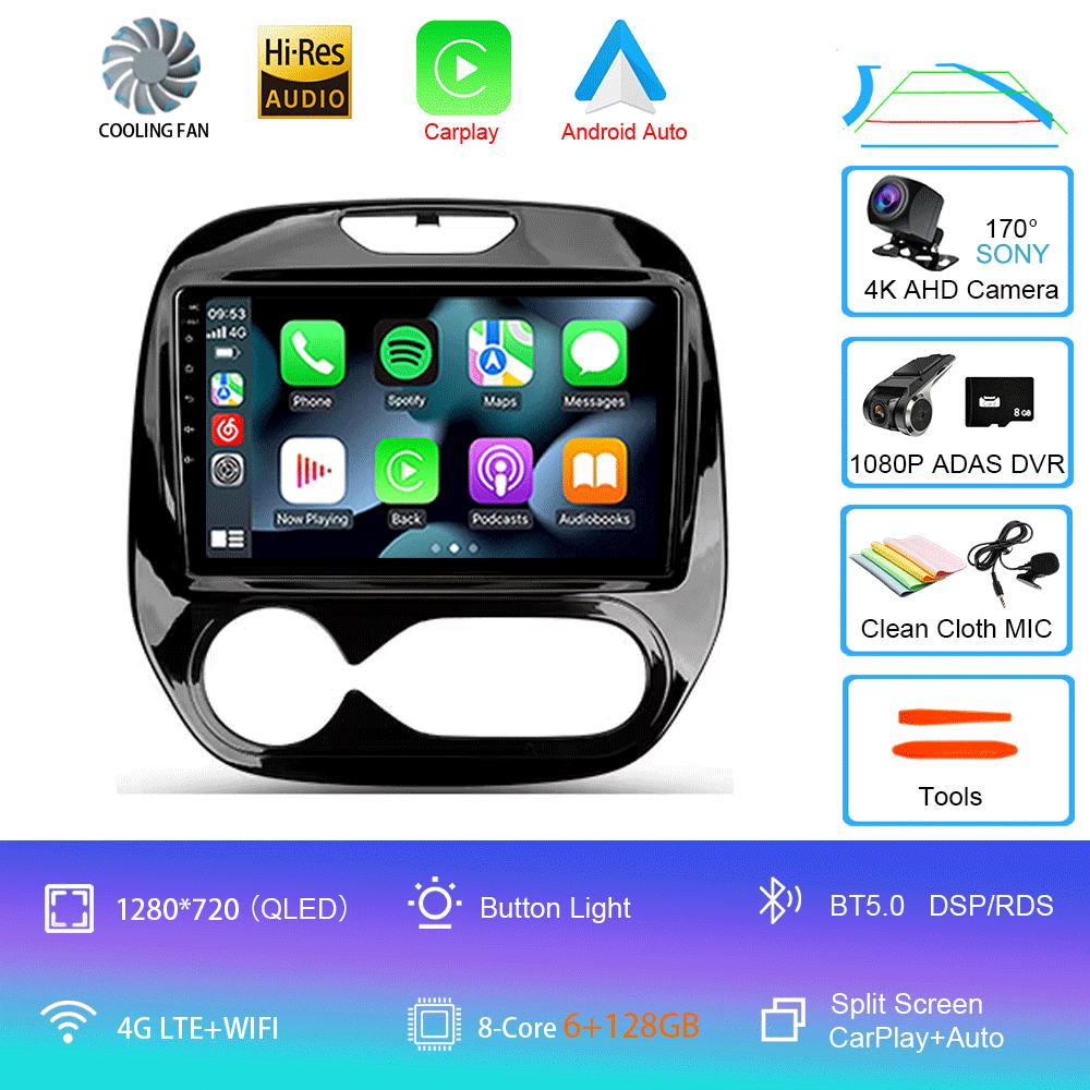 Автомобильное радио Android 14 Carplay для Renault Kaptur Captur 2016 - 2019 Навигация GPS Мультимедийный проигрыватель WiFi+4G Стерео видео Авто BT