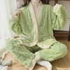 Plus Size Women's Flannel Pajama Set - Long Sleeve Cardigan, Warm and Cozy for Autumn and Winter