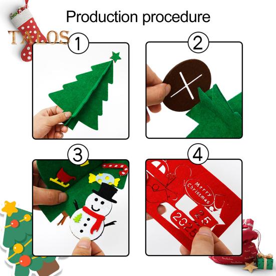 Felt Christmas Tree Mini Xmas Desktop Figurine DIY Tree Set with Santa Snowflake Cane Accessories for Toddlers