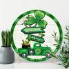 Wooden 1pc 8x8inch Wood St. Patrick's Day Wreath Sign, Round Wreath Sign, St Pat's Day Door Hanging for Door, Wall, Home, Room, Farmhouse, Street