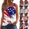 Square Collar Tank Top Women Print Tank Tee Casual Loose Fit Sleeveless Shirt