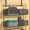 Door Organizer Storage Rack with Hooks Sturdy Construction Mesh Design Easy To Assemble Detachable Behind Door Storage Basket