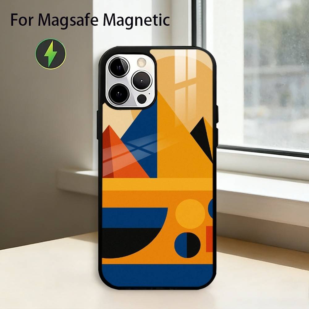 Geometric Bauhaus A-Art Phone Case For iPhone17,16,15,14,13,12,11 Plus,Pro Magnetic with Magsafe Wireless Charging