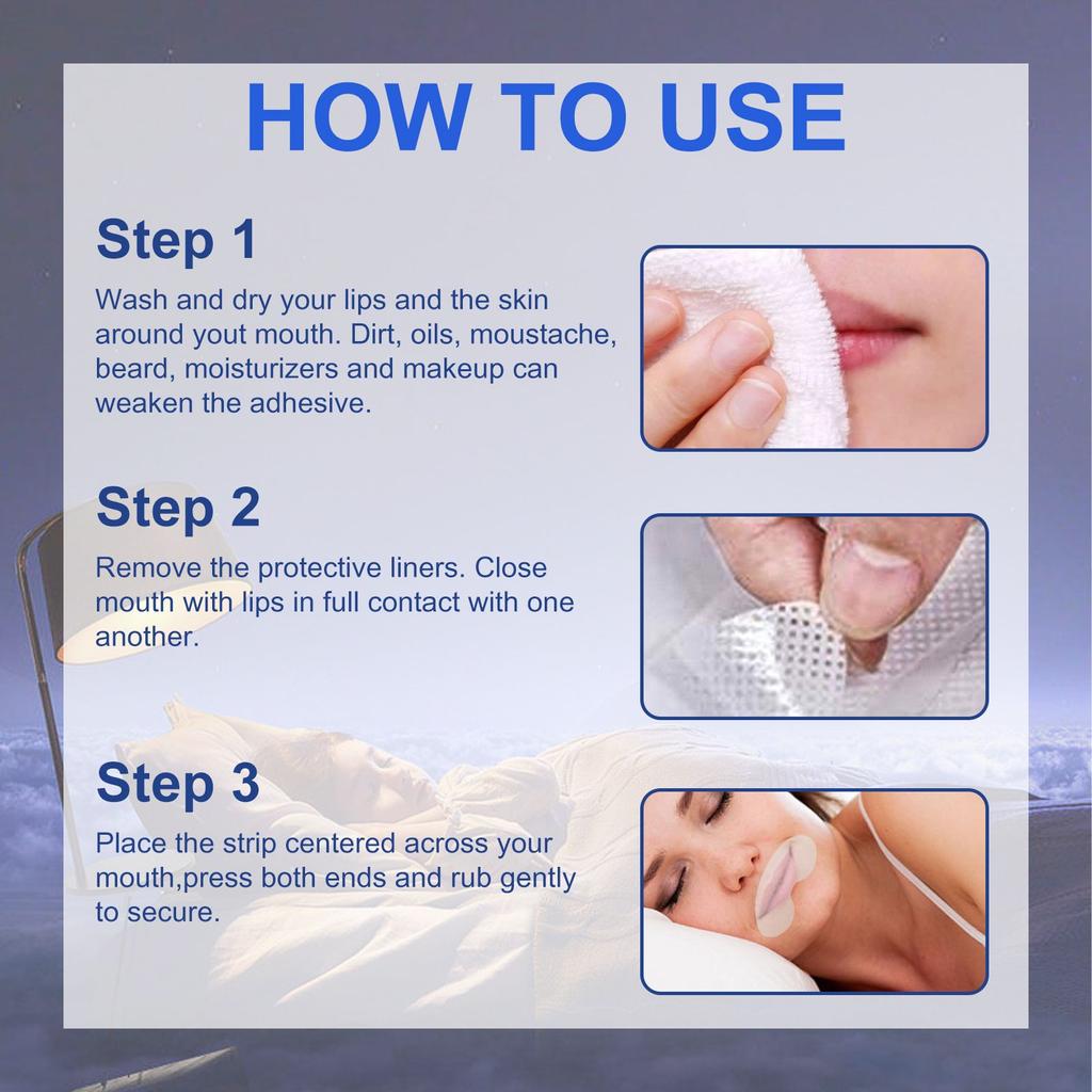 Пластыри для сна Пластырь против храпа Пластырь для дыхания с закрытым ртом Подходит для мужчин и женщин 90 штук Пластырей для сна