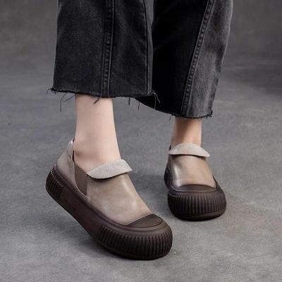 Лоферы из натуральной кожи в стиле ретро, ​​повседневная удобная женская обувь на плоской платформе с толстой подошвой