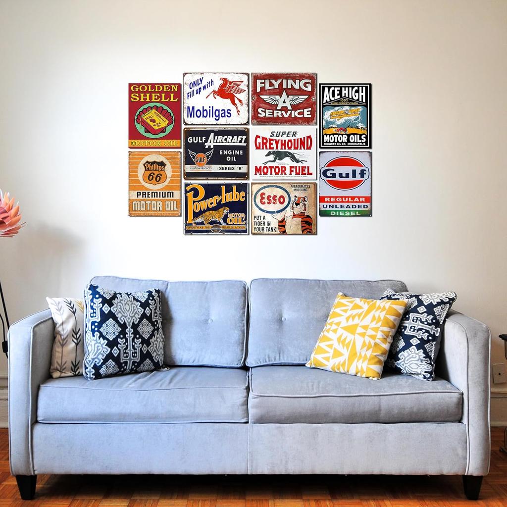 10 шт. Винтажные гаражные знаки для мужчин, Настенные украшения, Постеры старого автосервиса, Знаки АЗС, Декор для мужской комнаты, Постеры для комнаты, Эстетичные, Ретро