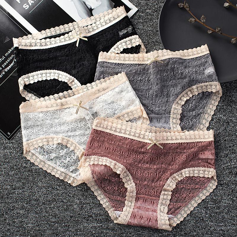 4 шт. женское нижнее белье со средней талией, трусы больших размеров, кружевные трусики, дышащее нижнее белье