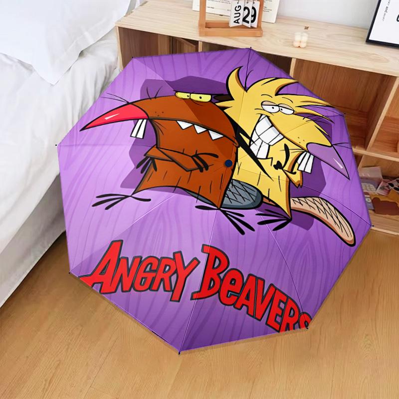 Angry Beavers Adventure Umbrella Folding umbrella, automatic umbrella 8-Frame for Travel, camping Use Gift for Halloween Christmas