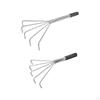 Gardening Hand Rake Grass 5 Tines with Ergonomic Handle Stainless Steel Small Leaf