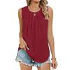 Летний плиссированный топ без рукавов с круглым вырезом, модный жилет, шифоновая рубашка