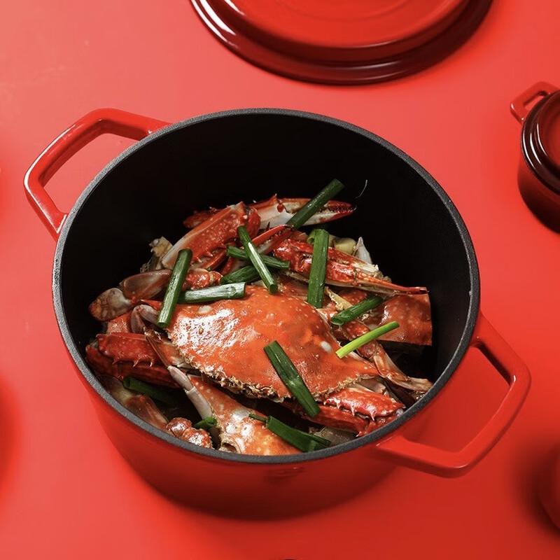 Чугунный эмалированный суповой горшок Zhi Shi с двумя ручками
