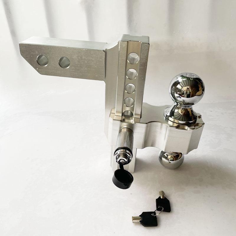 Adjustable Trailer Hitch 2" Receiver 6" Drop/Rise Drop Hitch 12500 LBS GTW Ball Mount 2" 2-5/16" Dual Towing Ball Double Locks
