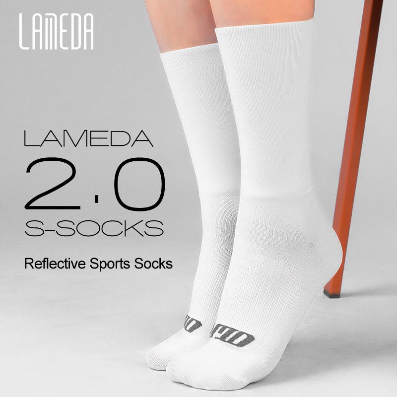 LAMEDA Men's Cycling Socks Reflective Bicycle Road Bike Racing Socks Breathable Outdoor Sports Running Socks Man MTB Accessories