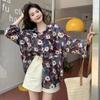 Port-style Floral Shirt for Women Retro Long-sleeved Loose and Lazy-style Printed Top Coat