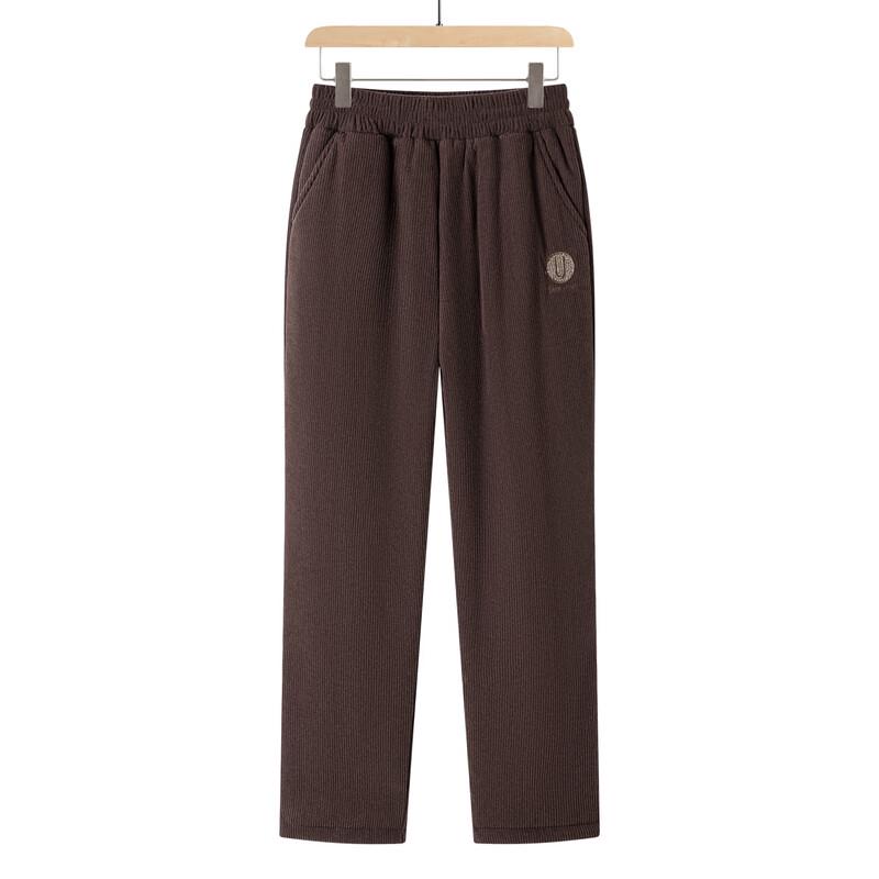 Women's Mid-Aged & Elderly Fleece-Lined Corduroy Straight-Leg Winter Pants