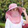 Women Sunscreen Hat Solid Color Large Brim Sun Hat for Face Protection
