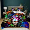 Lion Bedding Animal Duvet Cover Set Queen King Size Lightning Lion Pattern Comforter Cover Polyester Duvet Cover 1/2 Pillowcases