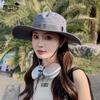 9232 Summer Breathable Bucket Hat Big Eaves Sun Hat Spring and Autumn Outdoor Mountaineering Fishing Sun Hat Female Tide