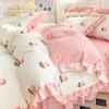 Four-piece Set of Pure Cotton Bed Skirt, Korean Version Lace Cotton Quilt Cover, Three-piece Set of Polished and Thickened Sheets