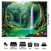 2D Turquoise Pool Waterfall Tapestry Lush Rainforest Photography Background
