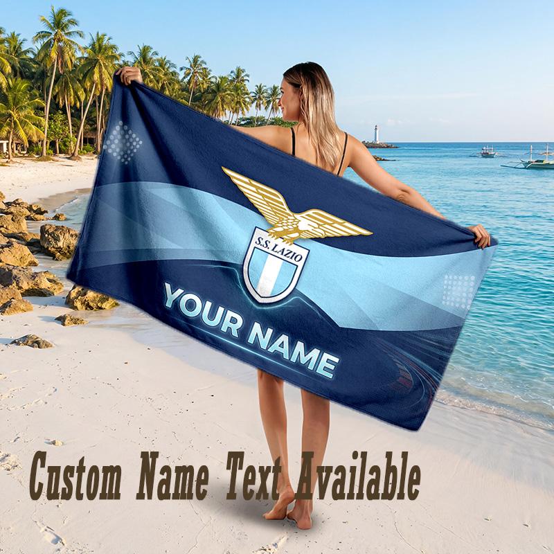 Lazio FC Design Beach Towel Custom Text Large Towel for Beach Vacation